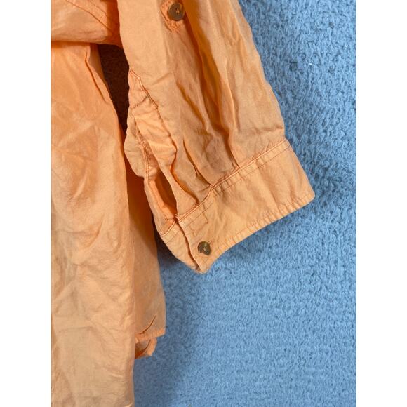 Chambrai Women's Orange Flowy Button Up Top Size M - Picture 7 of 11